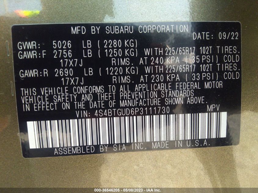 2023 SUBARU OUTBACK WILDERNESS - 4S4BTGUD6P3111730