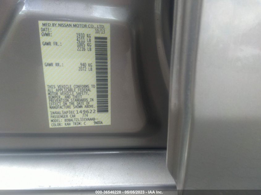 2014 NISSAN ALTIMA 2.5 SV - 1N4AL3AP3EC149622