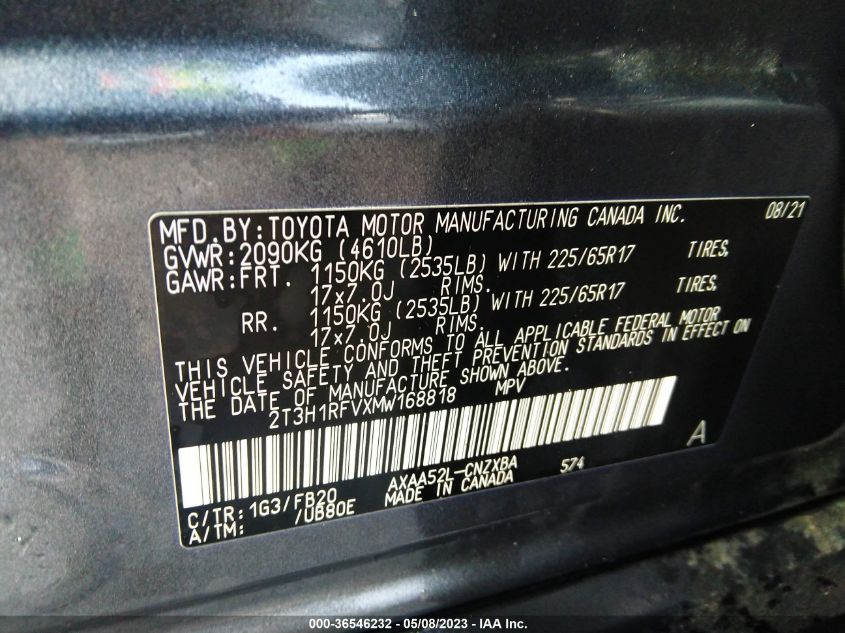 2021 TOYOTA RAV4 LE - 2T3H1RFVXMW168818