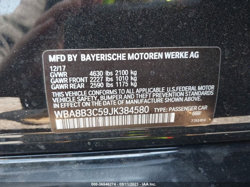 2018 BMW 3 SERIES 340I - WBA8B3C59JK384580