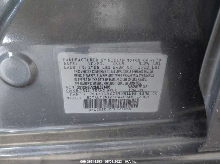 2021 NISSAN VERSA SV - 3N1CN8EV2ML821498