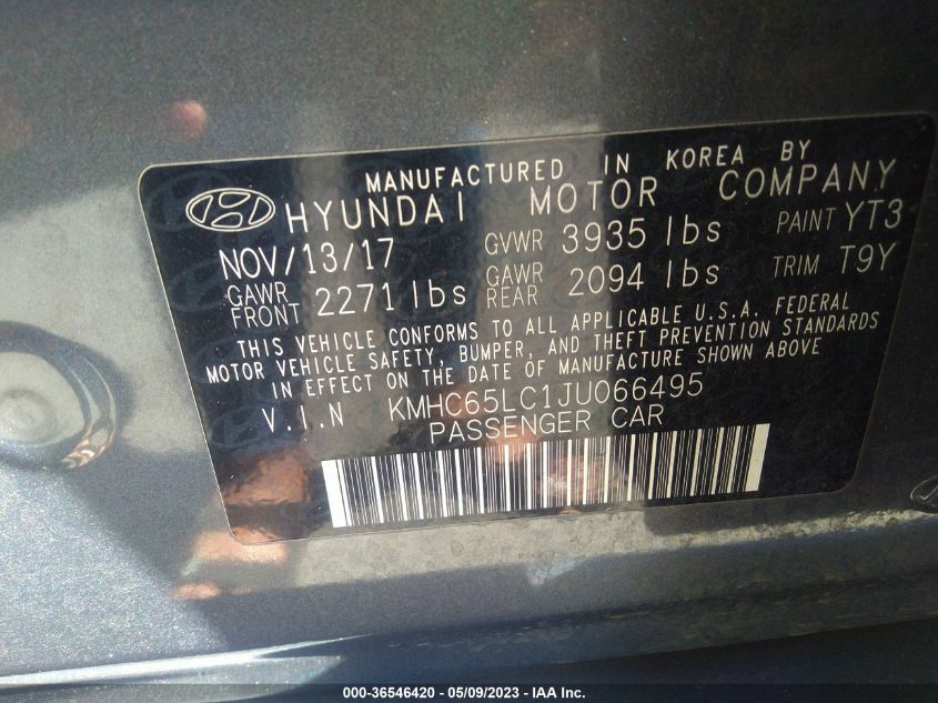 2018 HYUNDAI IONIQ HYBRID BLUE - KMHC65LC1JU066495