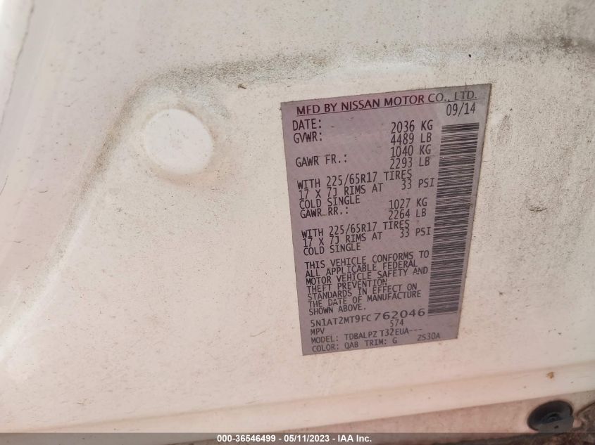 2015 NISSAN ROGUE S - 5N1AT2MT9FC762046