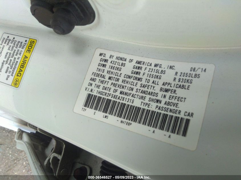 2014 HONDA ACCORD SEDAN SPORT - 1HGCR2F56EA261315