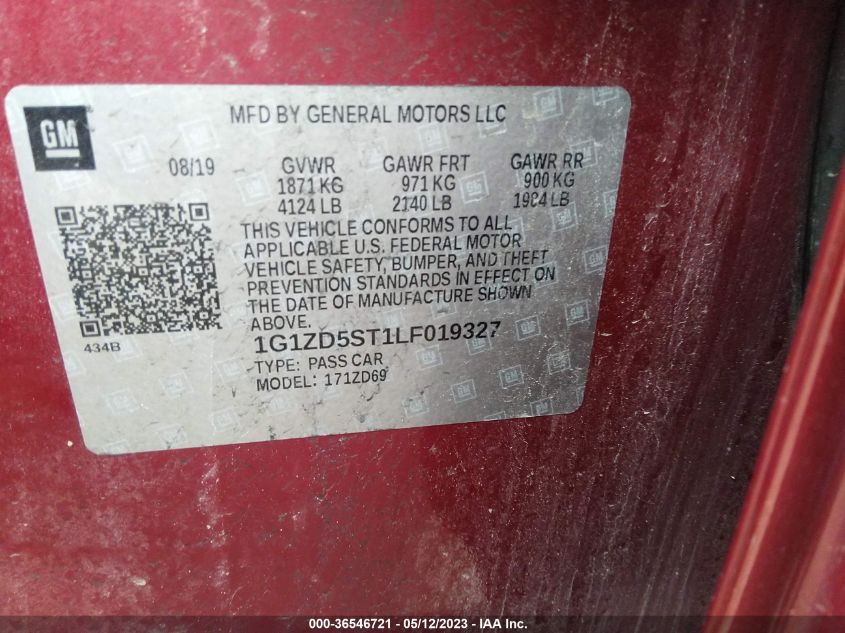 2020 CHEVROLET MALIBU LT - 1G1ZD5ST1LF019327