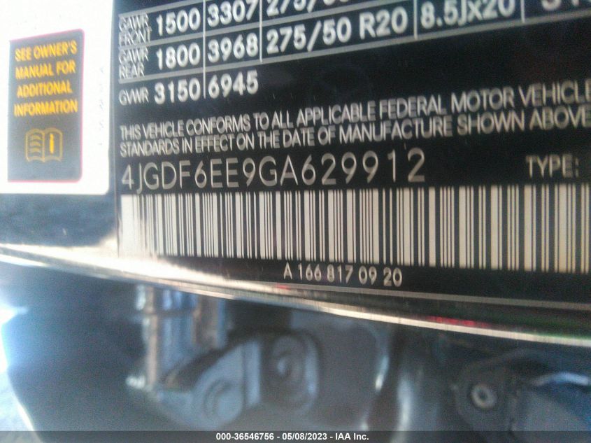 2016 MERCEDES-BENZ GL GL 450 4JGDF6EE9GA629912