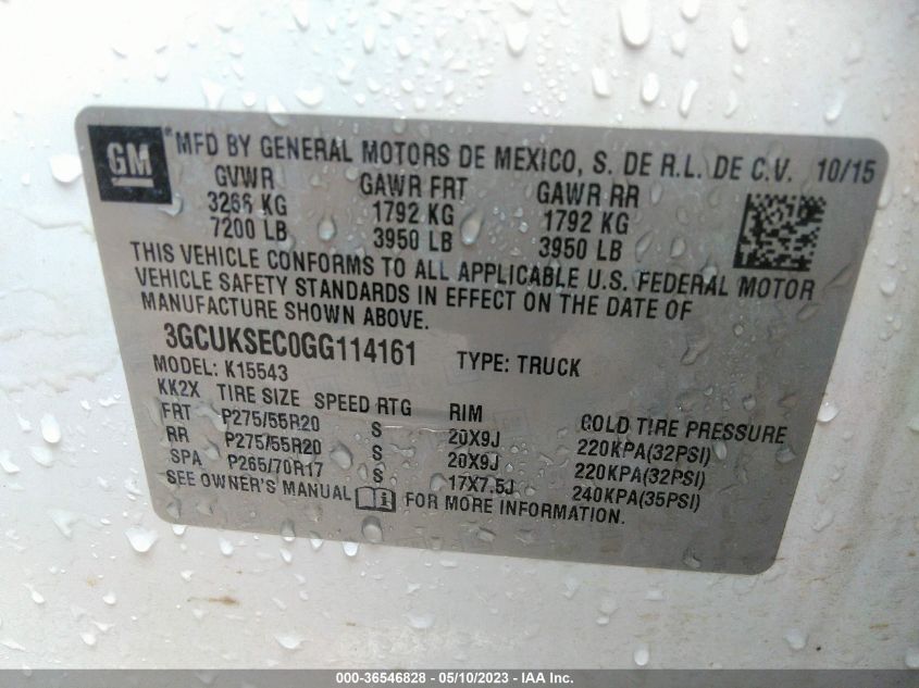 2016 CHEVROLET SILVERADO 1500 LTZ - 3GCUKSEC0GG114161