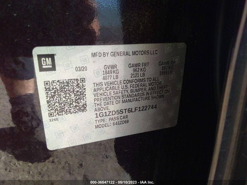 2020 CHEVROLET MALIBU LT - 1G1ZD5ST6LF122744