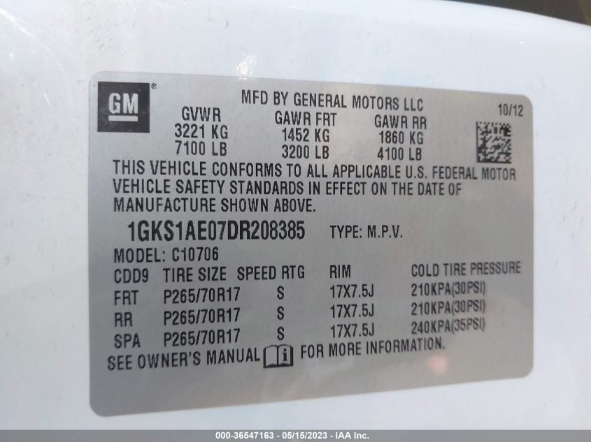 2013 GMC YUKON SLE - 1GKS1AE07DR208385