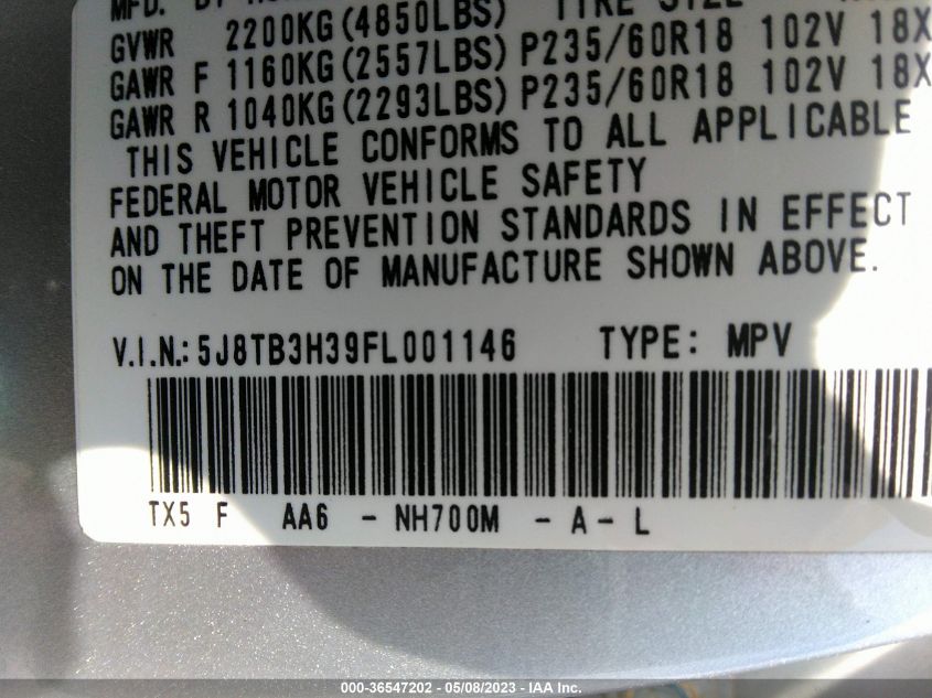 2015 ACURA RDX - 5J8TB3H39FL001146