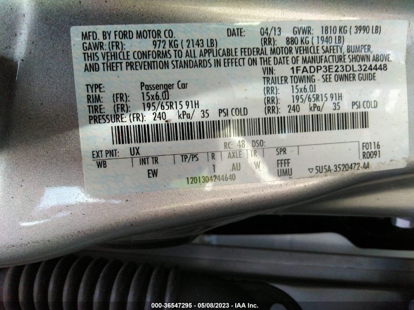 2013 FORD FOCUS S - 1FADP3E23DL324448
