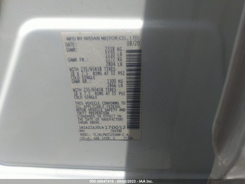 2020 NISSAN MURANO S - 5N1AZ2AJ0LN170052