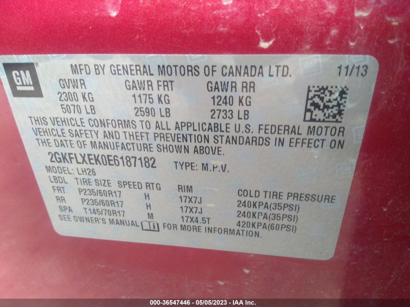 2014 GMC TERRAIN SLT - 2GKFLXEK0E6187182