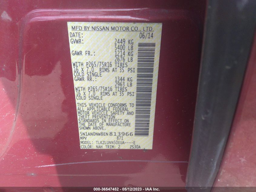 2014 NISSAN XTERRA PRO-4X - 5N1AN0NW8EN813966