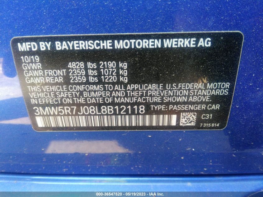 2020 BMW 3 SERIES 330I XDRIVE - 3MW5R7J08L8B12118