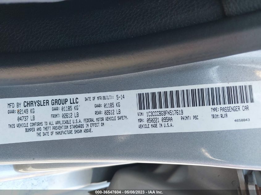 2015 CHRYSLER 200 S - 1C3CCCBG9FN517619