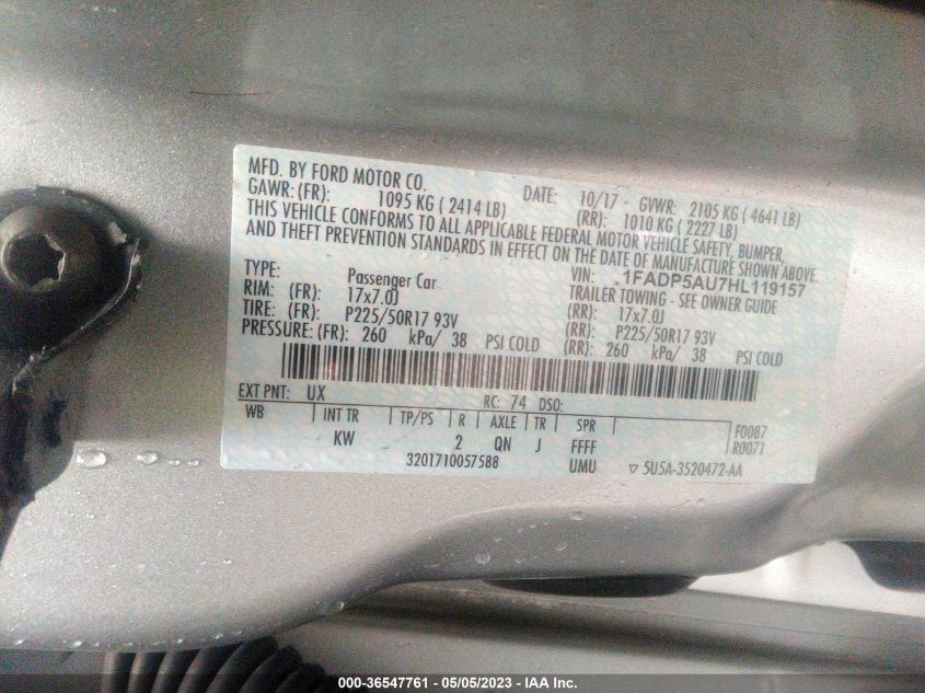 2017 FORD C-MAX HYBRID SE - 1FADP5AU7HL119157