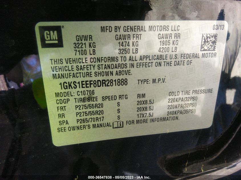 2013 GMC YUKON DENALI - 1GKS1EEF8DR281888