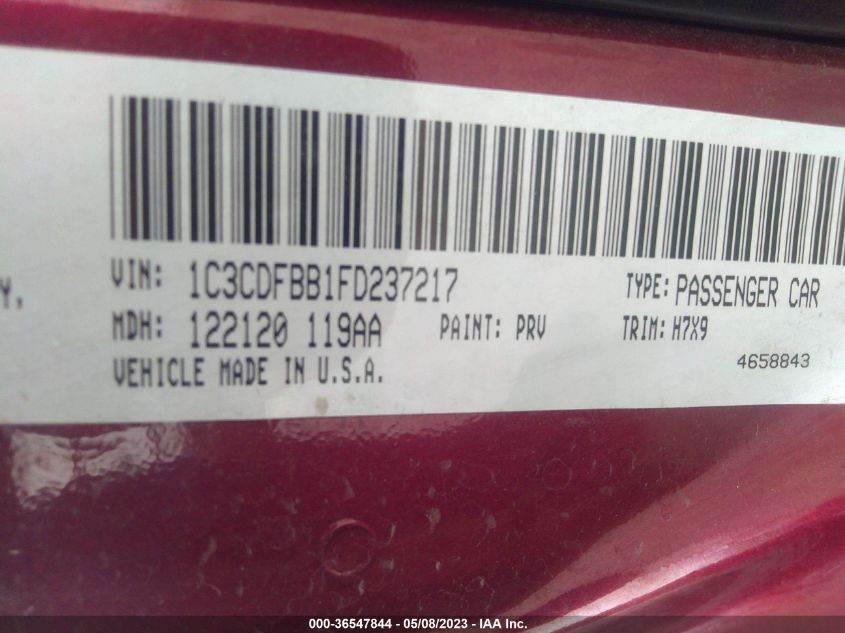 2015 DODGE DART SXT - 1C3CDFBB1FD237217