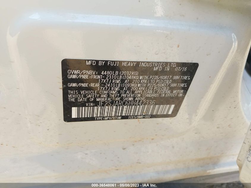 2017 SUBARU FORESTER LIMITED - JF2SJARC6HH442336