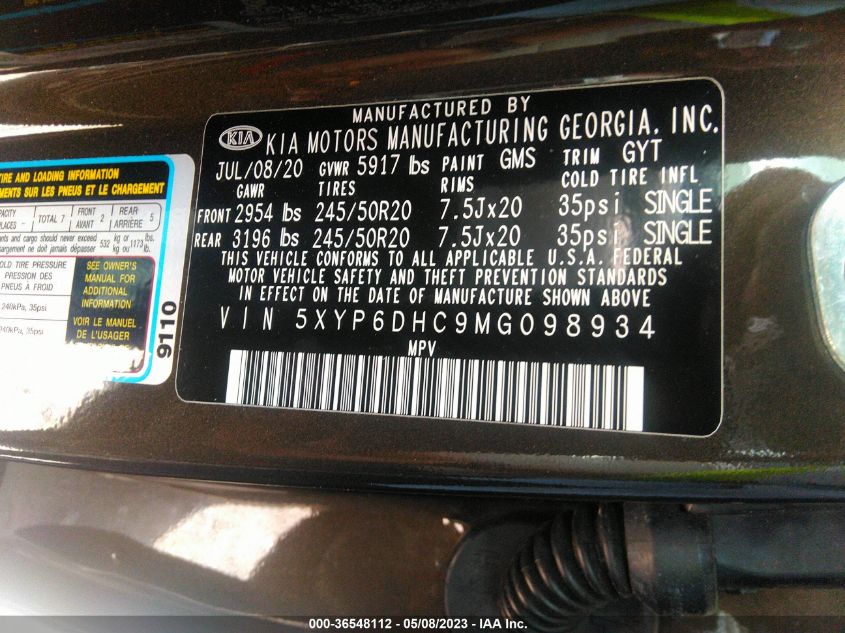 2021 KIA TELLURIDE S - 5XYP6DHC9MG098934