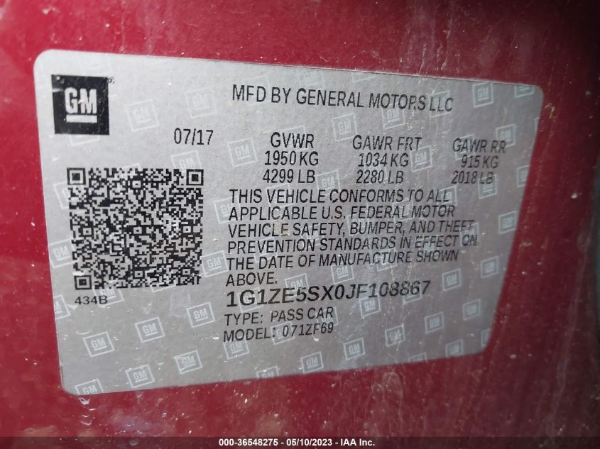 2018 CHEVROLET MALIBU PREMIER - 1G1ZE5SX0JF108867