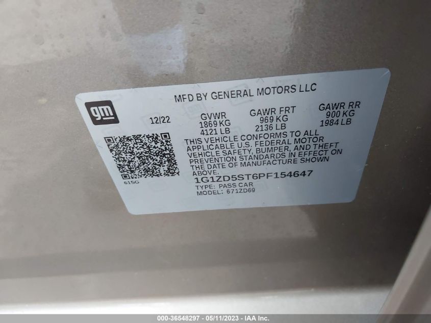 2023 CHEVROLET MALIBU LT - 1G1ZD5ST6PF154647