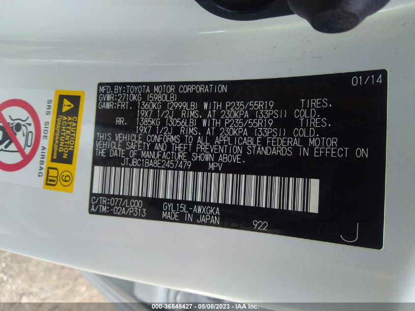 2014 LEXUS RX 450H - JTJBC1BA8E2457479