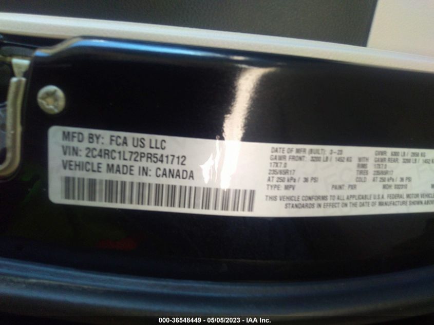 2023 CHRYSLER PACIFICA HYBRID TOURING L - 2C4RC1L72PR541712