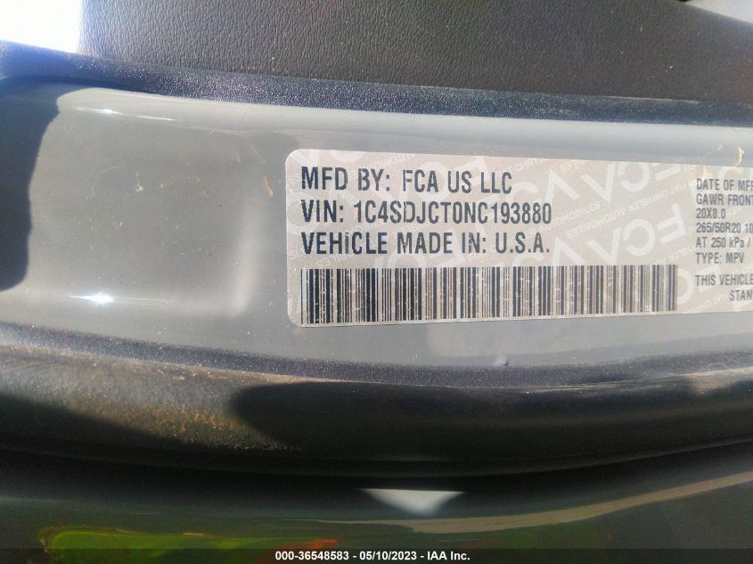 2022 DODGE DURANGO R/T PLUS - 1C4SDJCT0NC193880