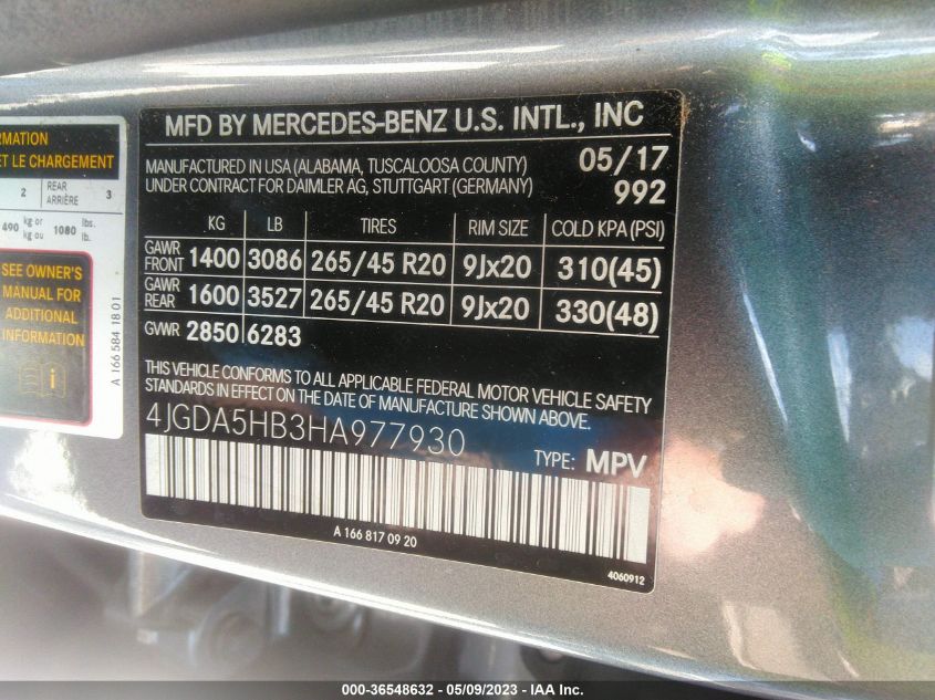2017 MERCEDES-BENZ GLE GLE 350 - 4JGDA5HB3HA977930