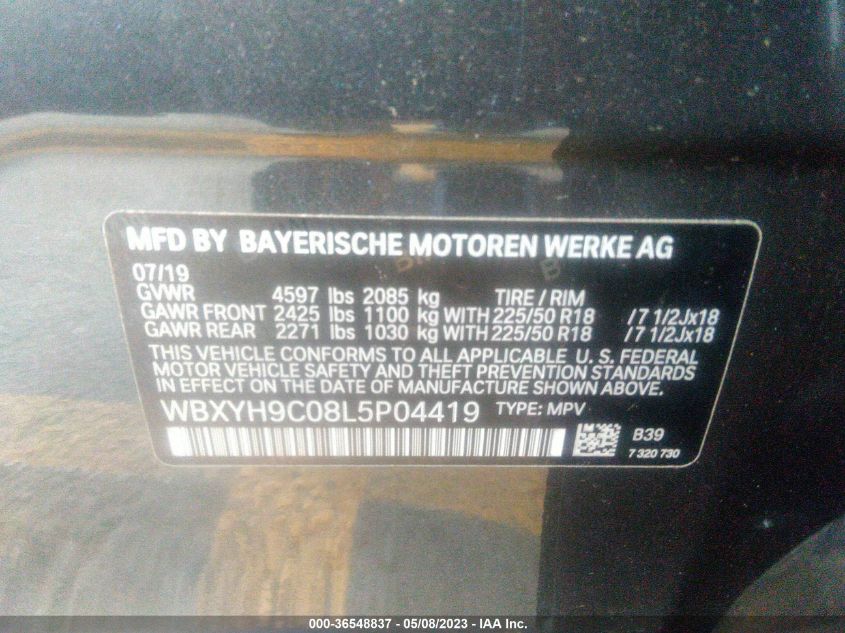 2020 BMW X2 SDRIVE28I - WBXYH9C08L5P04419