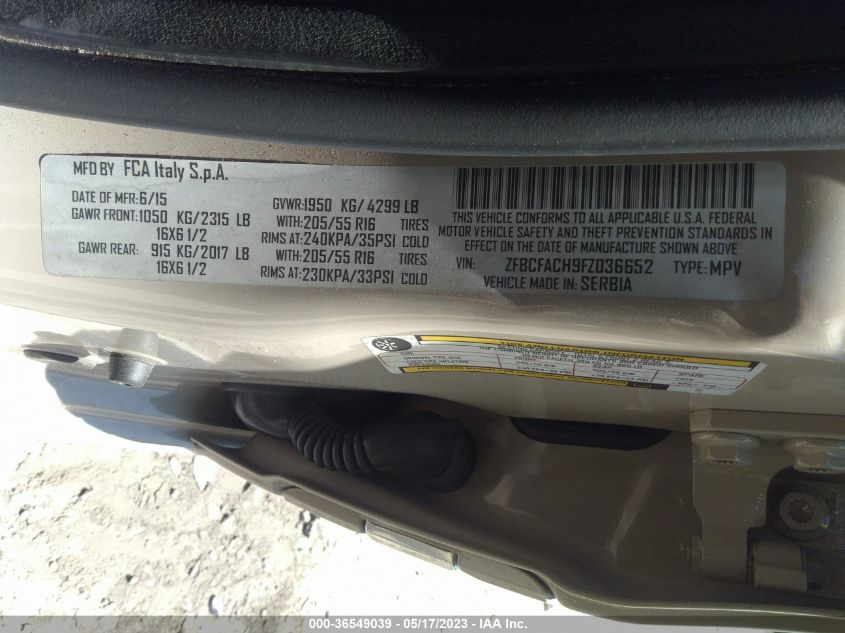 2015 FIAT 500L LOUNGE - ZFBCFACH9FZ036652
