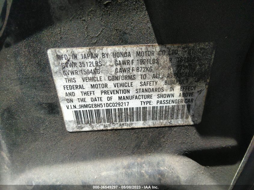 2013 HONDA FIT SPORT - JHMGE8H51DC029217
