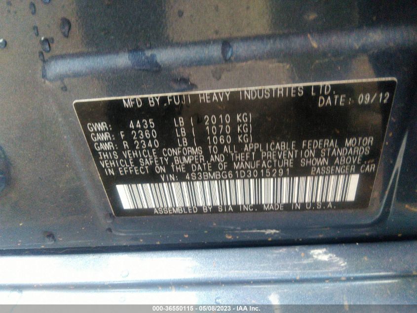 2013 SUBARU LEGACY 2.5I PREMIUM - 4S3BMBG61D3015291