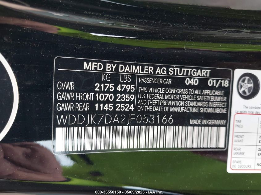 2018 MERCEDES-BENZ SL SL 550 - WDDJK7DA2JF053166