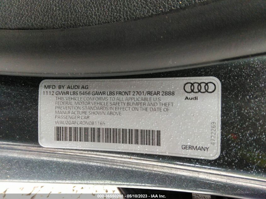 2013 AUDI A7 3.0 PRESTIGE WAU2GAFC4DN081165