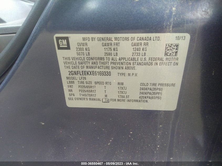 2014 CHEVROLET EQUINOX LS - 2GNFLEEKXE6169330