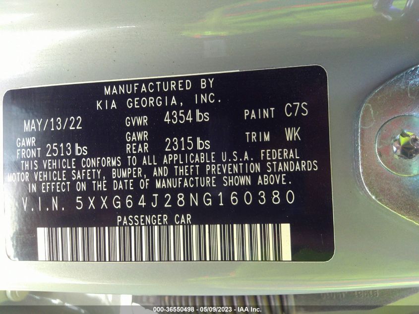 2022 KIA K5 GT-LINE - 5XXG64J28NG160380