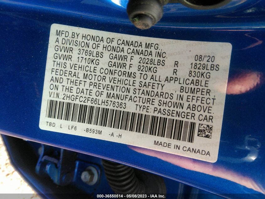 2020 HONDA CIVIC SEDAN LX - 2HGFC2F66LH576363