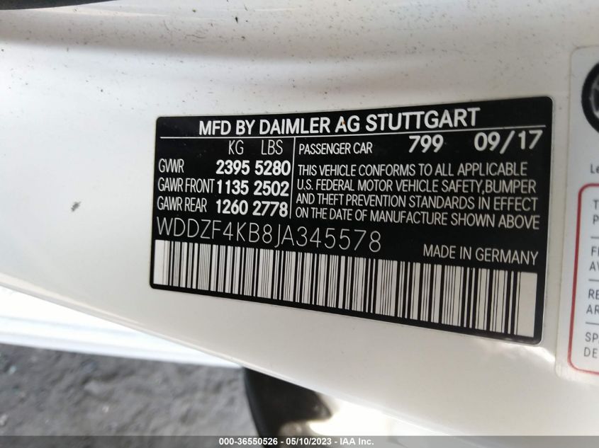 2018 MERCEDES-BENZ E-CLASS E 300 - WDDZF4KB8JA345578