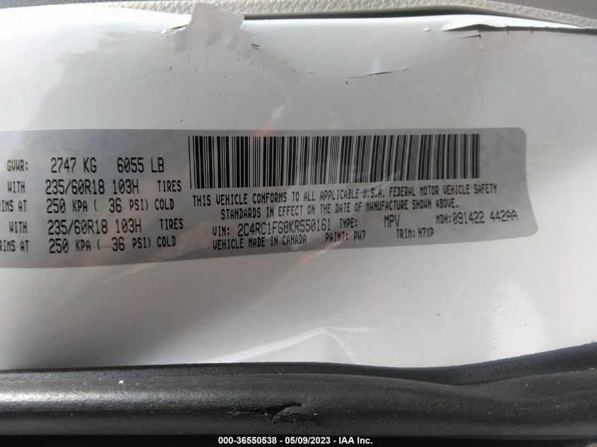 2019 CHRYSLER PACIFICA TOURING PLUS - 2C4RC1FG8KR550161