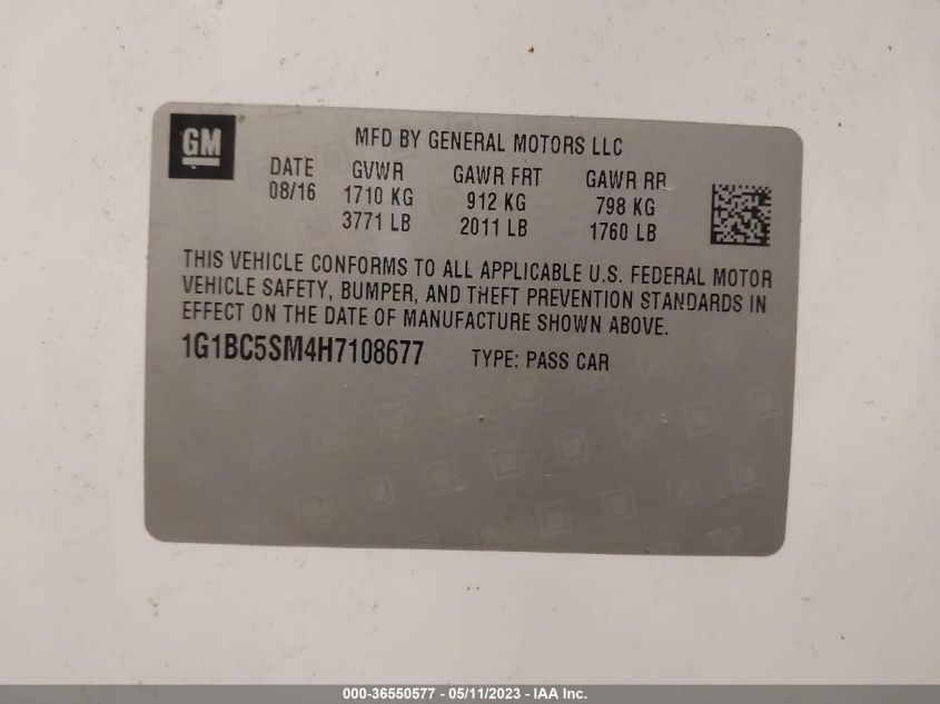 2017 CHEVROLET CRUZE LS - 1G1BC5SM4H7108677