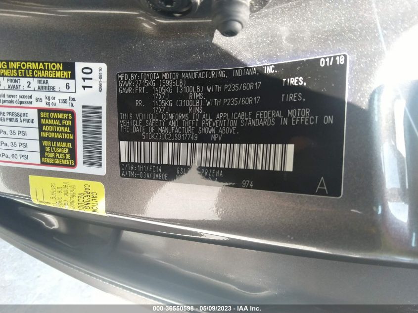 2018 TOYOTA SIENNA LE - 5TDKZ3DC2JS917749