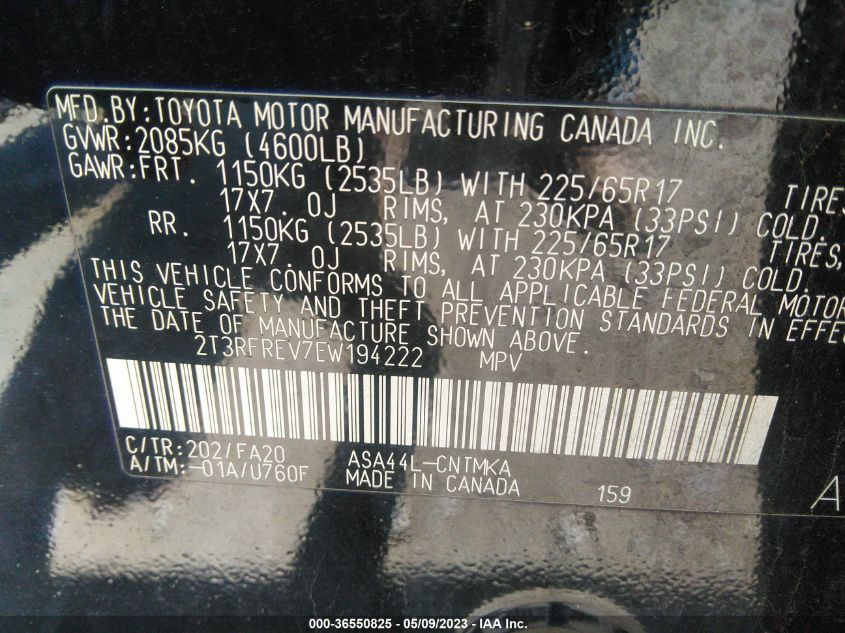 2014 TOYOTA RAV4 XLE - 2T3RFREV7EW194222