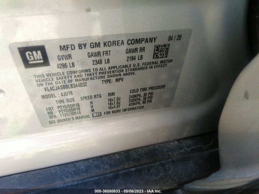 2020 BUICK ENCORE PREFERRED - KL4CJASB8LB344032