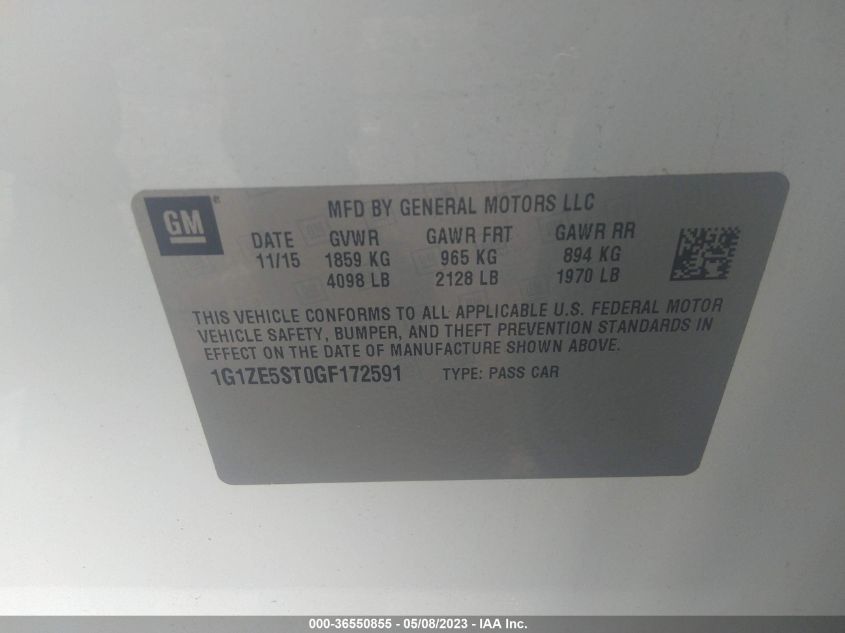 2016 CHEVROLET MALIBU LT - 1G1ZE5ST0GF172591
