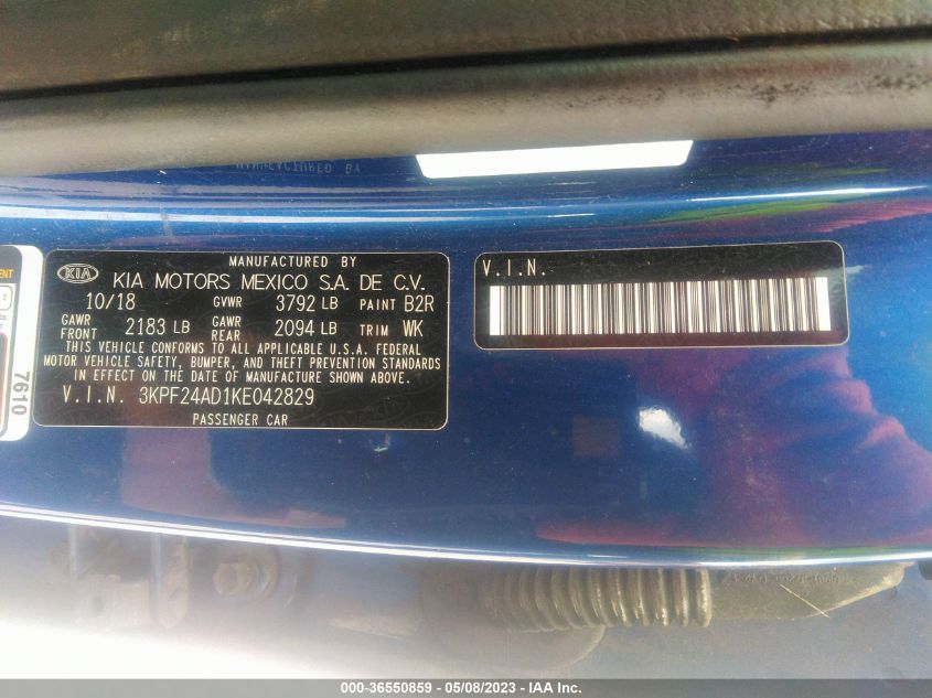 2019 KIA FORTE LXS - 3KPF24AD1KE042829