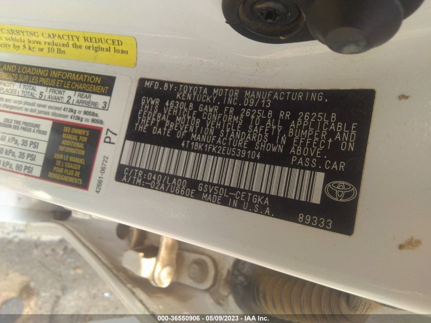 2014 TOYOTA CAMRY SE/XLE - 4T1BK1FK2EU539104