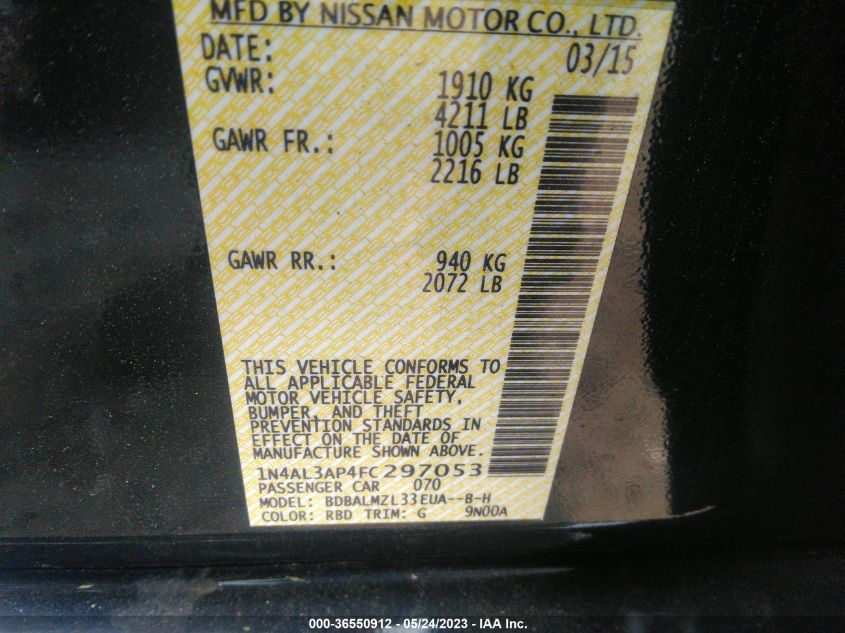 2015 NISSAN ALTIMA 2.5 SV - 1N4AL3AP4FC297053
